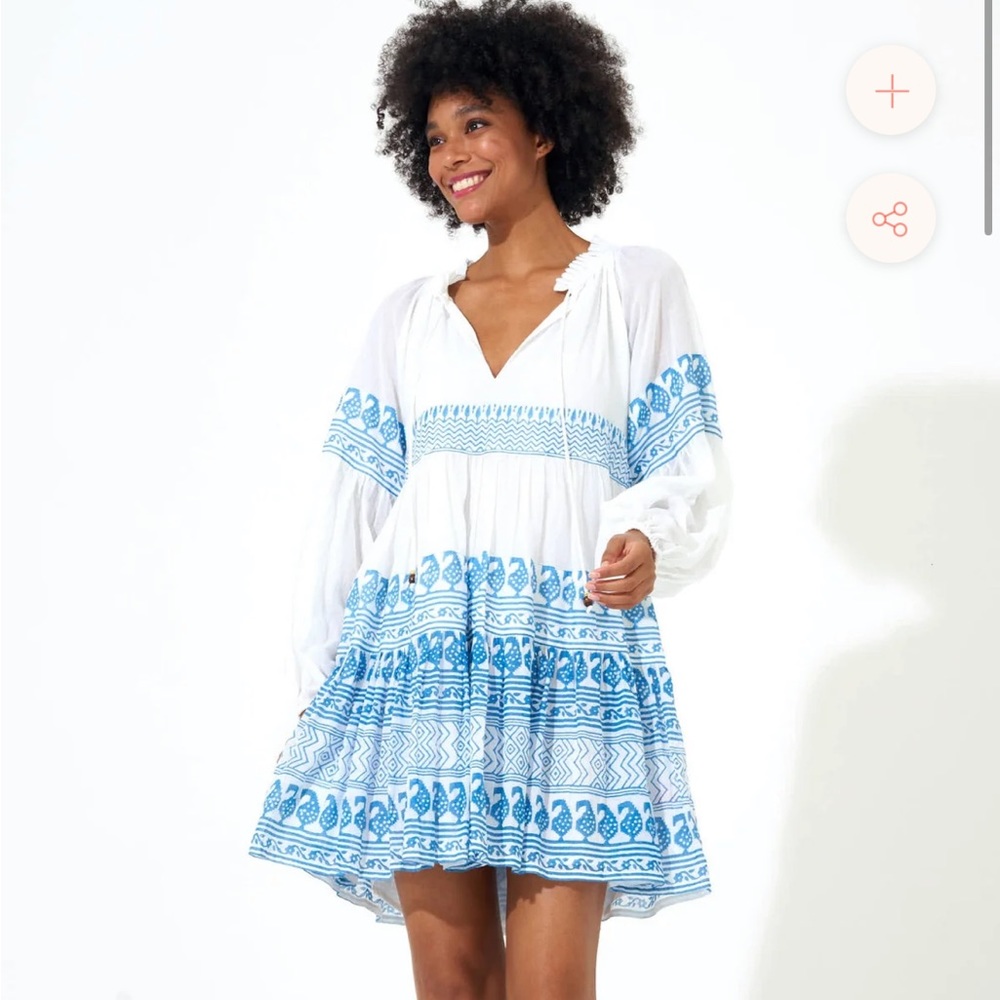 NWT Oliphant Balloon Sleeve Dress in Santorini Blue